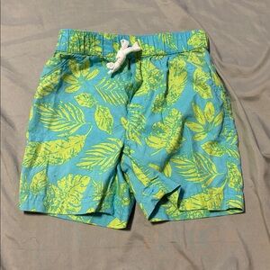 Tropical Leaf Print Swim Shorts